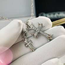 將圖片載入圖庫檢視器 Cubic Zirconia Cross Necklace 高碳鑽純銀雙十字架頸鏈