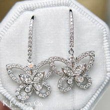 Load image into gallery viewer Moissanite Butterfly Silhouette Earrings Moissanite Phantom Butterfly Earrings