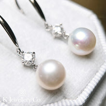 Load image into gallery viewer Moissanite Pearl Earrings Moissanite 30 points 8mm natural pearl ear hooks