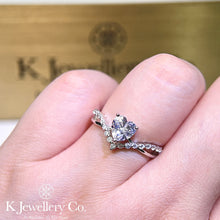 Load image into gallery viewer Moissanite Heart V-Crown Ring Moissanite Heart V-Crown Ring