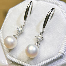 Load image into gallery viewer Moissanite Pearl Earrings Moissanite 30 points 8mm natural pearl ear hooks