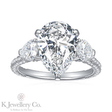 將圖片載入圖庫檢視器 Moissanite 5ct+1.72ct Pear Brilliant Ring 莫桑石華麗5卡+1.72卡水滴型愛心戒指
