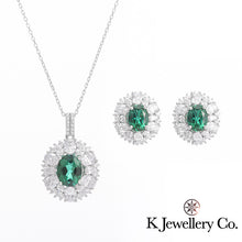 將圖片載入圖庫檢視器 Lab Grown Gem Emerald Ruby Sapphire Earring Necklace Ring 培育寶石紅寶藍寶祖母綠頸鏈耳環戒指套裝