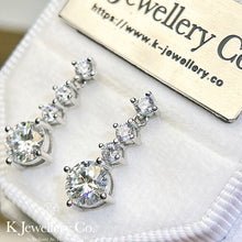 Load image into gallery viewer Moissanite Four Prongs Earrings Moissanite Four Claws and Three Stones Drop Earrings