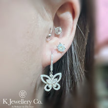 Load image into gallery viewer Moissanite Butterfly Silhouette Earrings Moissanite Phantom Butterfly Earrings