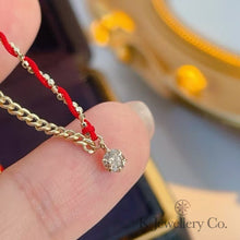 將圖片載入圖庫檢視器 Diamond 18K Gold 0.1ct Cuba Bracelet 18K天然鑽石10分紅繩古巴手鏈
