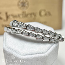 Load image into gallery viewer Moissanite Serpenti Full Paved Bangle full circle moissanite snake bone bracelet
