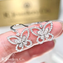 Load image into gallery viewer Moissanite Butterfly Silhouette Earrings Moissanite Phantom Butterfly Earrings