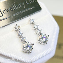 Load image into gallery viewer Moissanite Four Prongs Earrings Moissanite Four Claws and Three Stones Drop Earrings