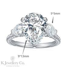 將圖片載入圖庫檢視器 Moissanite 5ct+1.72ct Pear Brilliant Ring 莫桑石華麗5卡+1.72卡水滴型愛心戒指