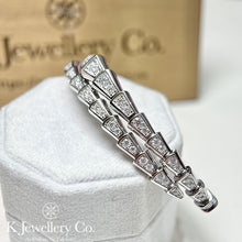 Load image into gallery viewer Moissanite Serpenti Full Paved Bangle full circle moissanite snake bone bracelet