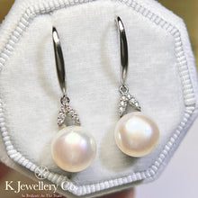 將圖片載入圖庫檢視器 Moissanite Pearl Earrings 莫桑石天然珍珠耳鈎