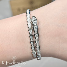 Load image into gallery viewer Moissanite Serpenti Full Paved Bangle full circle moissanite snake bone bracelet
