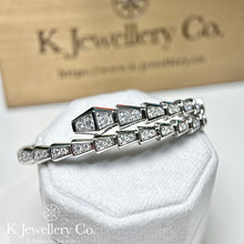Load image into gallery viewer Moissanite Serpenti Full Paved Bangle full circle moissanite snake bone bracelet