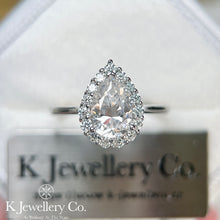 Load image into gallery viewer Moissanite Pear Halo Ring full moissanite pear-shaped surrounding ring