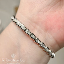 Load image into gallery viewer Moissanite Serpenti Full Paved Bangle full circle moissanite snake bone bracelet