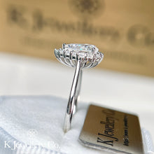 Load image into gallery viewer Moissanite Pear Halo Ring full moissanite pear-shaped surrounding ring