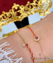 將圖片載入圖庫檢視器 Diamond 18K Gold 0.1ct Cuba Bracelet 18K天然鑽石10分紅繩古巴手鏈