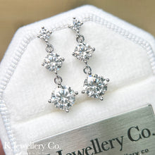 Load image into gallery viewer Moissanite Three Stars Earrings Moissanite Three Stones Full Moissanite Earrings