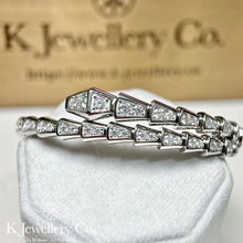 Load image into gallery viewer Moissanite Serpenti Full Paved Bangle full circle moissanite snake bone bracelet
