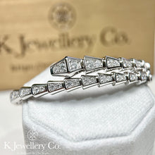 Load image into gallery viewer Moissanite Serpenti Full Paved Bangle full circle moissanite snake bone bracelet
