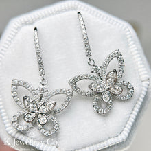 Load image into gallery viewer Moissanite Butterfly Silhouette Earrings Moissanite Phantom Butterfly Earrings