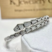 Load image into gallery viewer Moissanite Serpenti Full Paved Bangle full circle moissanite snake bone bracelet
