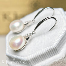 將圖片載入圖庫檢視器 Moissanite Pearl Earrings 莫桑石天然珍珠耳鈎