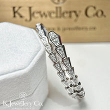 Load image into gallery viewer Moissanite Serpenti Full Paved Bangle full circle moissanite snake bone bracelet