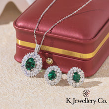 將圖片載入圖庫檢視器 Lab Grown Gem Emerald Ruby Sapphire Earring Necklace Ring 培育寶石紅寶藍寶祖母綠頸鏈耳環戒指套裝