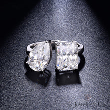 將圖片載入圖庫檢視器 Moissanite Toi et Moi 6ct Ring 莫桑石綠袓母/雷迪恩+水滴6ct 戒指