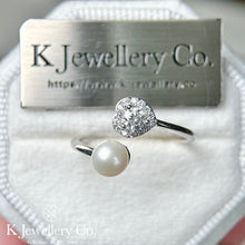 Load image into gallery viewer Moissanite Pearl Ring Moissanite natural freshwater pearl ring