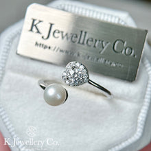 Load image into gallery viewer Moissanite Pearl Ring Moissanite natural freshwater pearl ring