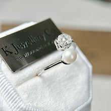 Load image into gallery viewer Moissanite Pearl Ring Moissanite natural freshwater pearl ring