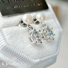 Load image into gallery viewer Moissanite Pearl Earrings Moissanite natural pearl earrings