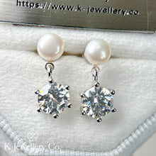 Load image into gallery viewer Moissanite Pearl Earrings Moissanite natural pearl earrings