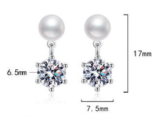 Load image into gallery viewer Moissanite Pearl Earrings Moissanite natural pearl earrings