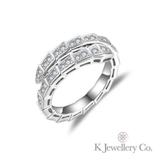 Load image into gallery viewer Moissanite Serpenti Ring full moissanite snake bone ring