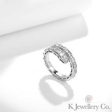 Load image into gallery viewer Moissanite Serpenti Ring full moissanite snake bone ring