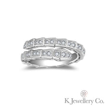 Load image into gallery viewer Moissanite Serpenti Ring full moissanite snake bone ring