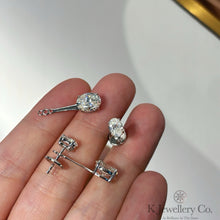 將圖片載入圖庫檢視器 Cubic Zirconia 2 Ways Oval Earring 進口高碳鑽兩用款耳環