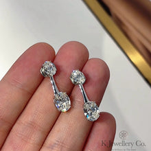 將圖片載入圖庫檢視器 Cubic Zirconia 2 Ways Oval Earring 進口高碳鑽兩用款耳環
