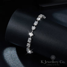 將圖片載入圖庫檢視器 Moissanite Elegant Irregular Princess Square Heart-shaped Emerald Oval Cut Bracelet 奢華尊貴1克拉異形莫桑石公主方心形祖母綠切椭圓手鏈