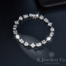 將圖片載入圖庫檢視器 Moissanite Elegant Irregular Princess Square Heart-shaped Emerald Oval Cut Bracelet 奢華尊貴1克拉異形莫桑石公主方心形祖母綠切椭圓手鏈