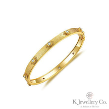 將圖片載入圖庫檢視器 Moissanite Handcrafted Brushed Bangle 莫桑石匠心鎏金手鐲