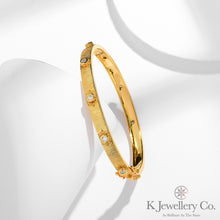 將圖片載入圖庫檢視器 Moissanite Handcrafted Brushed Bangle 莫桑石匠心鎏金手鐲