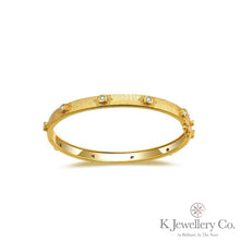 將圖片載入圖庫檢視器 Moissanite Handcrafted Brushed Bangle 莫桑石匠心鎏金手鐲