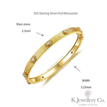 將圖片載入圖庫檢視器 Moissanite Handcrafted Brushed Bangle 莫桑石匠心鎏金手鐲