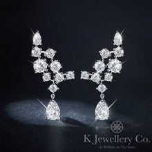 Load image into gallery viewer Moissanite Luxury Cluster Pear Earrings Moissanite pear-shaped diamond cluster earrings