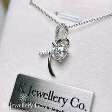 Load image into gallery viewer Moissanite Ribbon Knot Necklace Moissanite Ribbon Knot Necklace